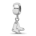 Sterling Silver Rhodium Plated Major League Baseball LogoArt Boston Red Sox Extra Small Dangle Bead