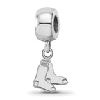 Sterling Silver Rhodium Plated Major League Baseball LogoArt Boston Red Sox Extra Small Dangle Bead