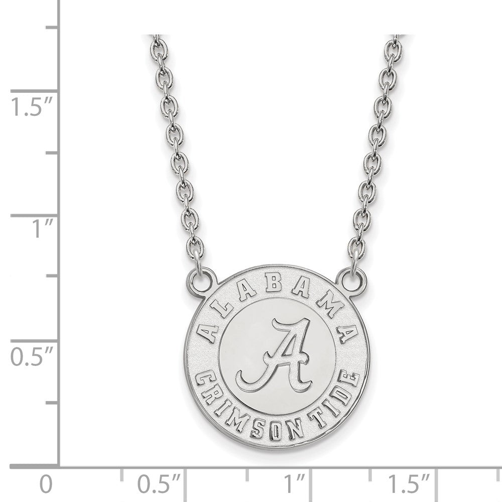 Sterling Silver Rhodium-plated LogoArt University of Alabama Crimson Tide Large Pendant 18 inch Necklace