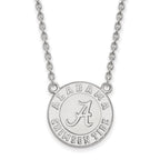 14k White Gold LogoArt University of Alabama Crimson Tide Large Pendant 18 inch Necklace