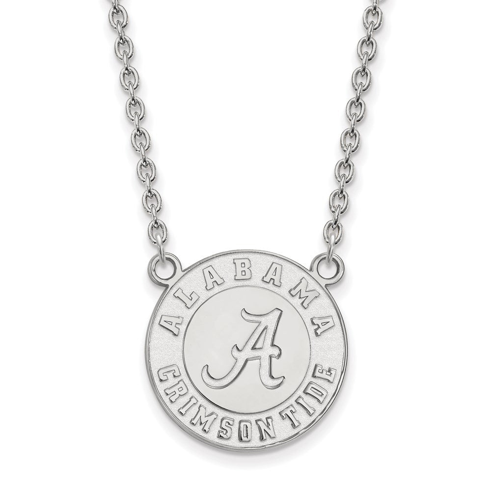 10k White Gold LogoArt University of Alabama Crimson Tide Large Pendant 18 inch Necklace