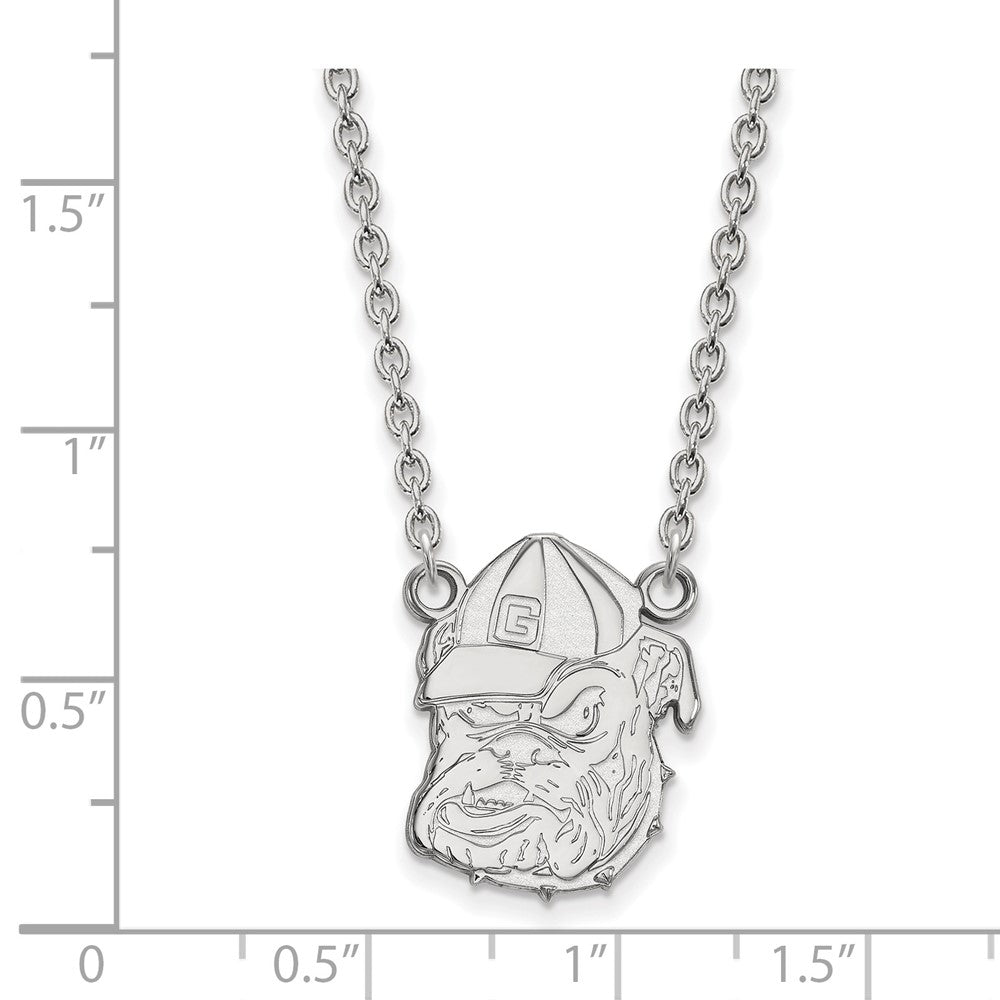 Sterling Silver Rhodium-plated LogoArt University of Georgia Bulldog Large Pendant 18 inch Necklace