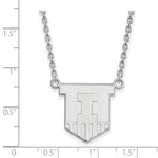 Sterling Silver Rhodium-plated LogoArt University of Illinois Victory Badge Large Pendant 18 inch Necklace