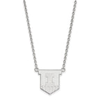 14k White Gold LogoArt University of Illinois Victory Badge Large Pendant 18 inch Necklace