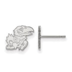 Sterling Silver Rhodium-plated LogoArt University of Kansas Jayhawk Extra Small Post Earrings