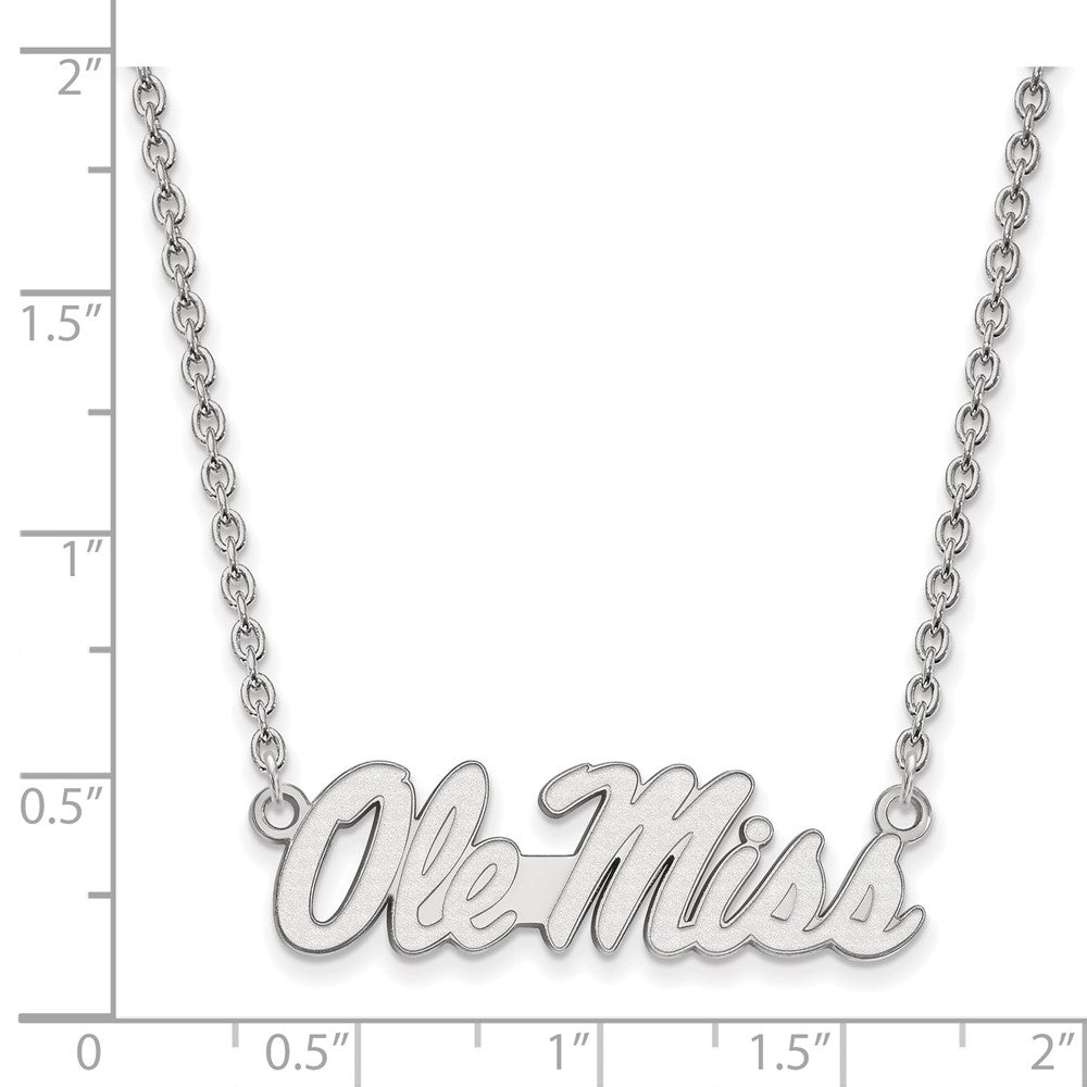 Sterling Silver Rhodium-plated LogoArt University of Mississippi Ole Miss Large Pendant 18 inch Necklace