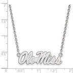 Sterling Silver Rhodium-plated LogoArt University of Mississippi Ole Miss Large Pendant 18 inch Necklace