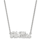 14k White Gold LogoArt University of Mississippi Ole Miss Large Pendant 18 inch Necklace