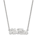 Sterling Silver Rhodium-plated LogoArt University of Mississippi Ole Miss Large Pendant 18 inch Necklace