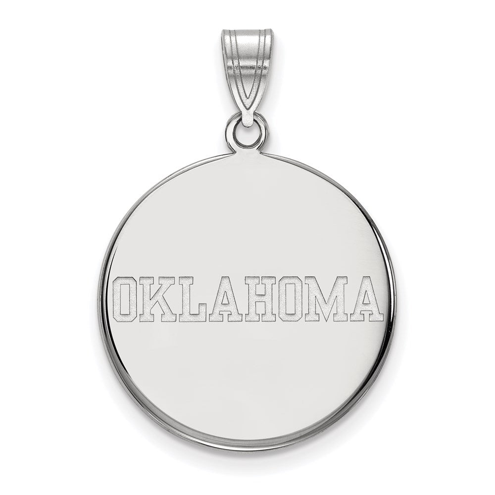 14k White Gold LogoArt University of Oklahoma Large Disc Pendant