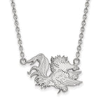 14k White Gold LogoArt University of South Carolina Gamecock Large Pendant 18 inch Necklace