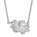 10k White Gold LogoArt University of South Carolina Gamecock Large Pendant 18 inch Necklace
