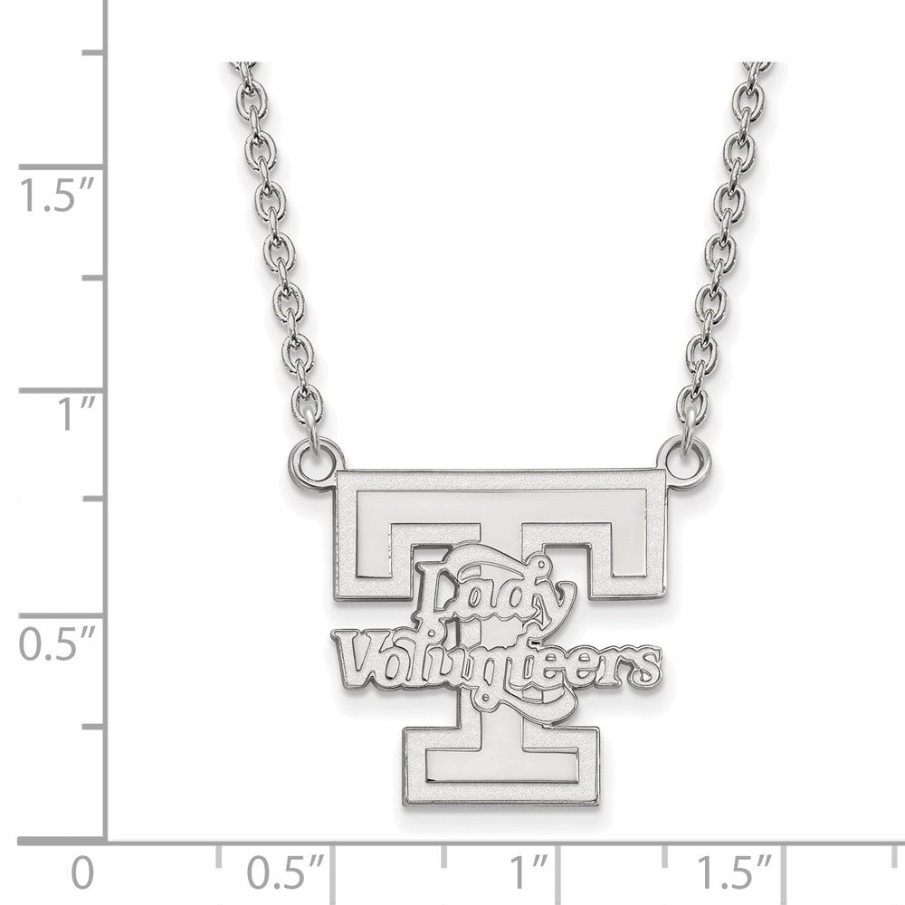 Sterling Silver Rhodium-plated LogoArt University of Tennessee Lady Volunteers Large Pendant 18 inch Necklace