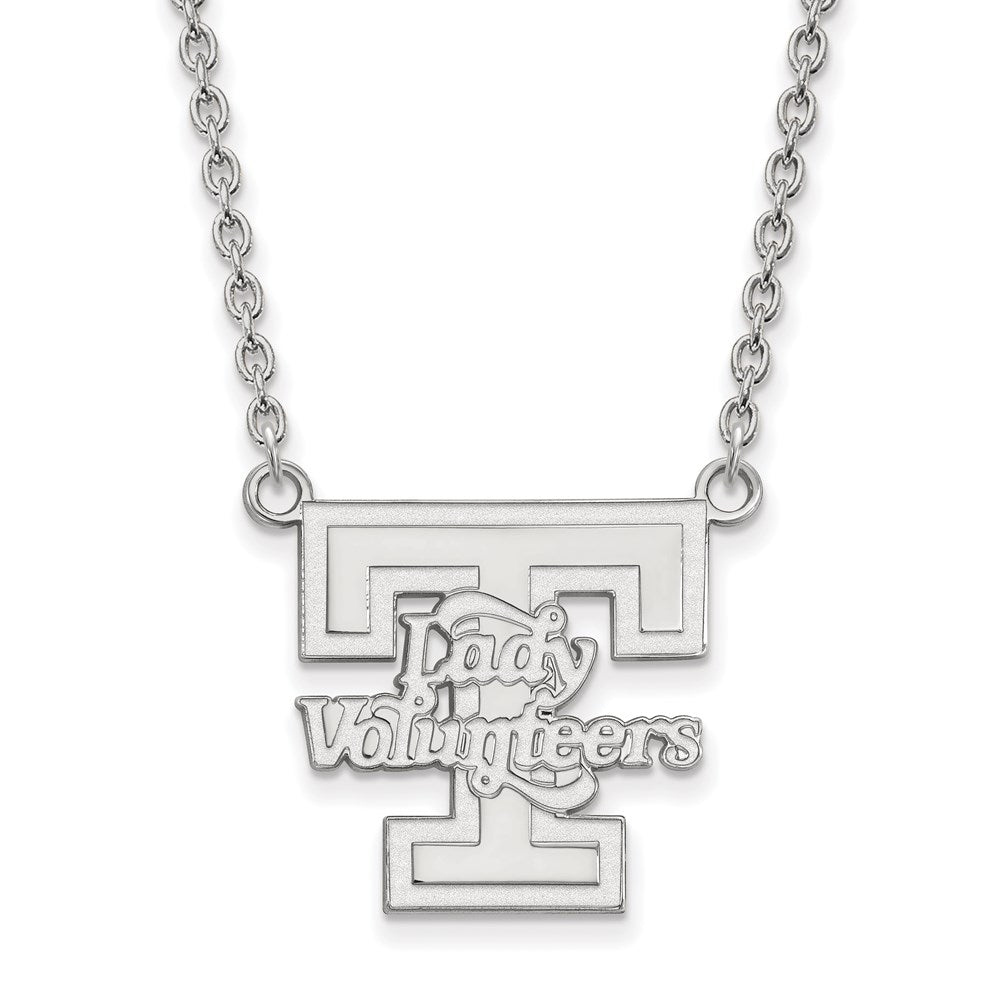 14k White Gold LogoArt University of Tennessee Lady Volunteers Large Pendant 18 inch Necklace