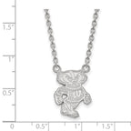 14k White Gold LogoArt University of Wisconsin Badger Large Pendant 18 inch Necklace