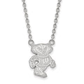 Sterling Silver Rhodium-plated LogoArt University of Wisconsin Badger Large Pendant 18 inch Necklace