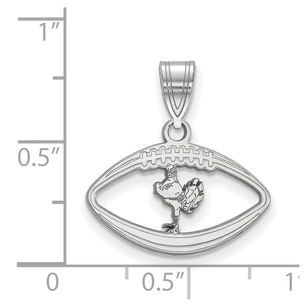 Sterling Silver Rhodium-plated LogoArt Virginia Tech HokieBird Football Pendant