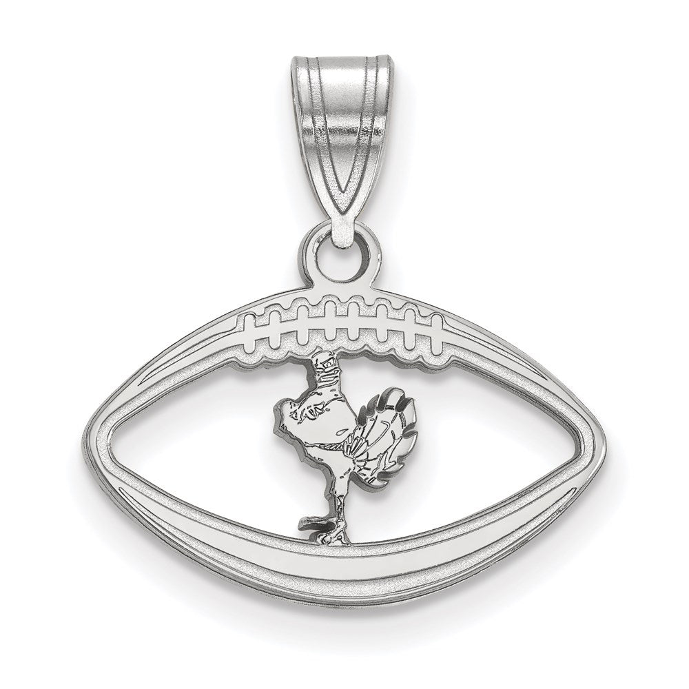 Sterling Silver Rhodium-plated LogoArt Virginia Tech HokieBird Football Pendant