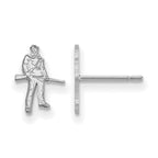 Sterling Silver Rhodium-plated LogoArt West Virginia University Mountaineer Extra Small Post Earrings