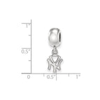 Sterling Silver Rhodium Plated Major League Baseball LogoArt New York Yankees N-Y Dangle Bead