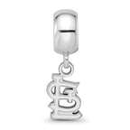 Sterling Silver Rhodium Plated Major League Baseball LogoArt St. Louis Cardinals St. L Dangle Bead
