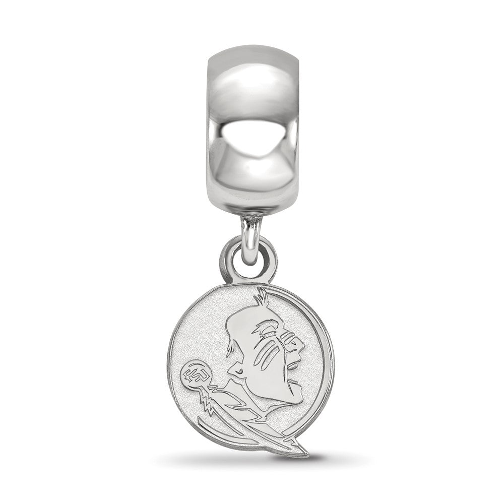 Sterling Silver Rhodium-plated LogoArt Florida State University Seminole Extra Small Dangle Bead Charm