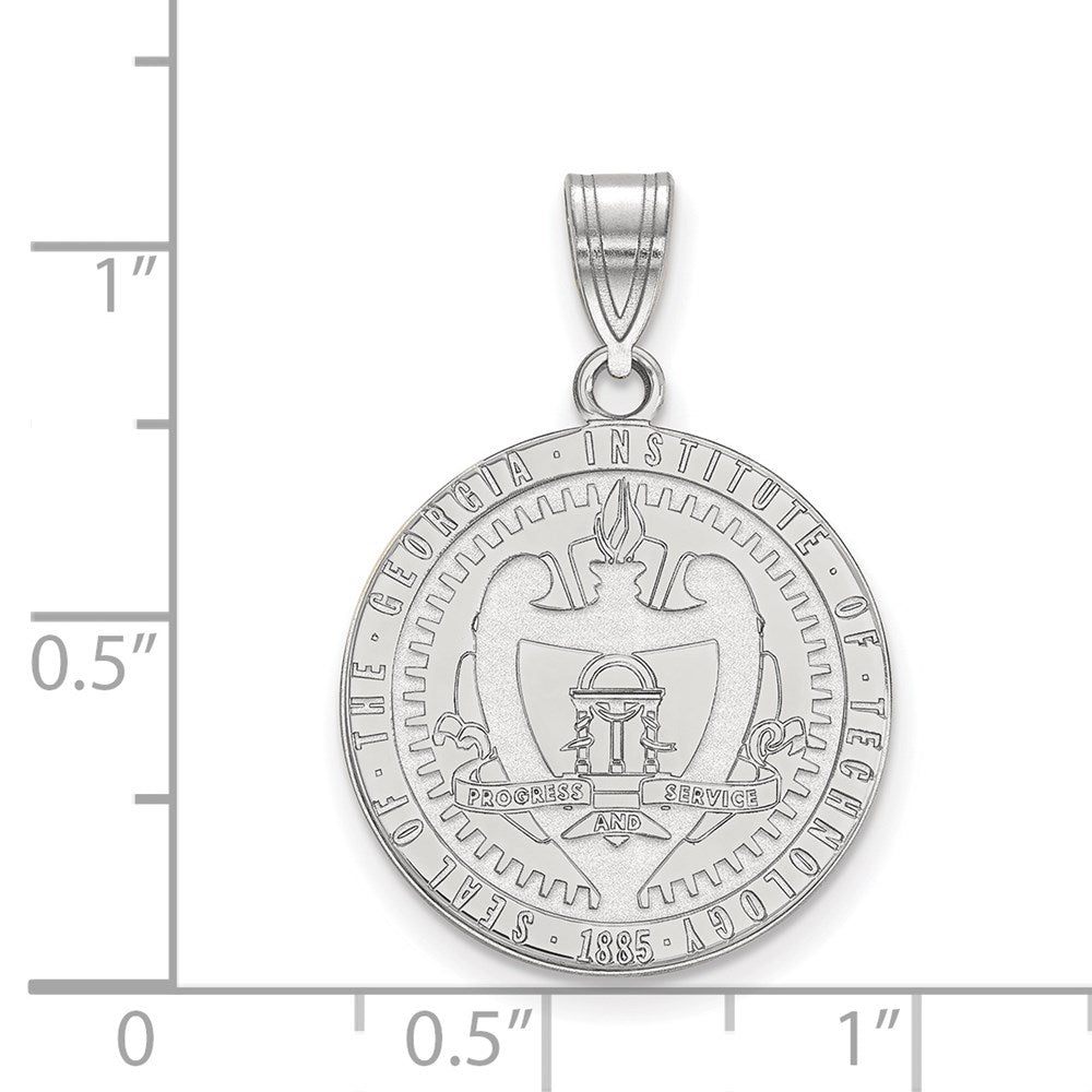 Sterling Silver Rhodium-plated LogoArt Georgia Institute of Technology Large Crest Pendant