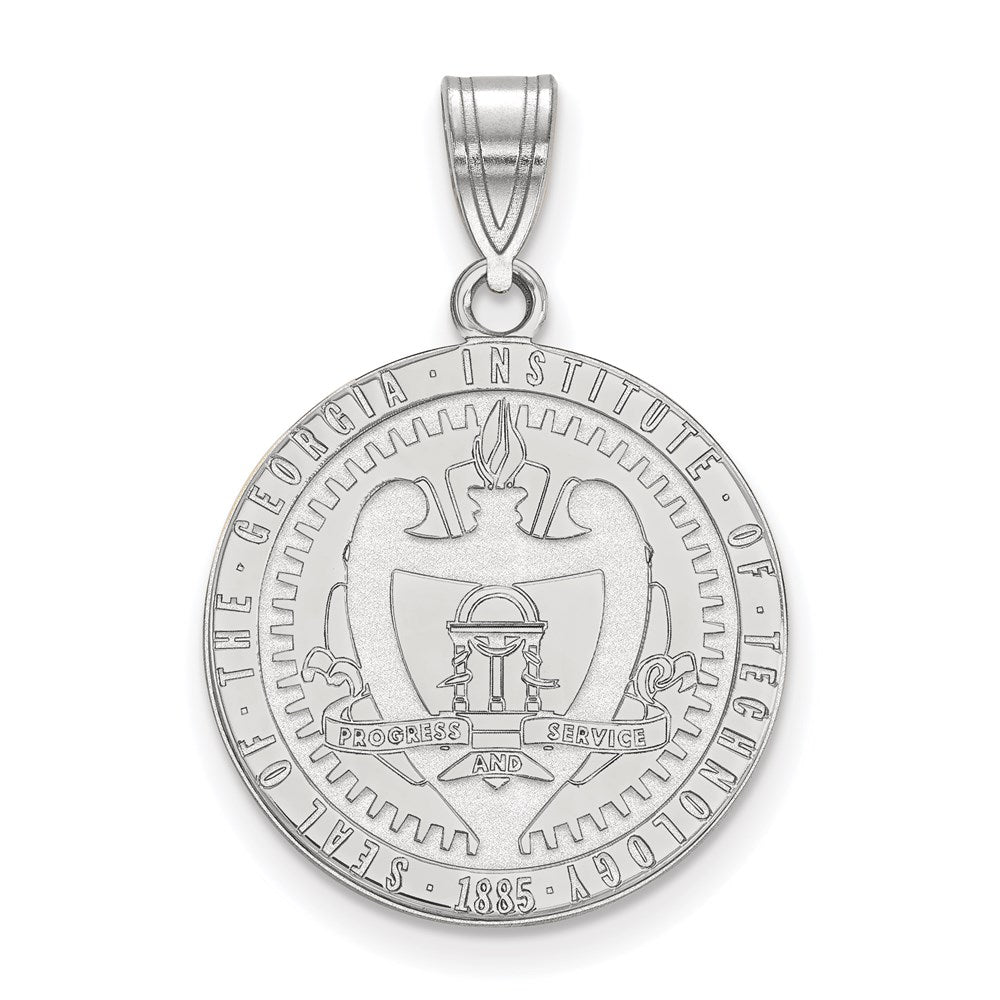 Sterling Silver Rhodium-plated LogoArt Georgia Institute of Technology Large Crest Pendant