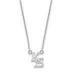 14k White Gold LogoArt Kansas State University K-S Small Pendant 18 inch Necklace