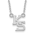 Sterling Silver Rhodium-plated LogoArt Kansas State University K-S Small Pendant 18 inch Necklace