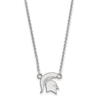 14k White Gold LogoArt Michigan State University Spartan Small Pendant 18 inch Necklace