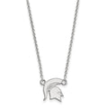 Sterling Silver Rhodium-plated LogoArt Michigan State University Spartan Small Pendant 18 inch Necklace