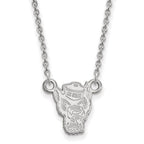 14k White Gold LogoArt North Carolina State University Wolf Small Pendant 18 inch Necklace