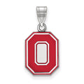 Sterling Silver Rhodium-plated LogoArt The Ohio State University Letter O Medium Enameled Pendant