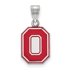Sterling Silver Rhodium-plated LogoArt The Ohio State University Letter O Medium Enameled Pendant