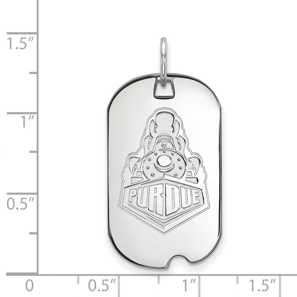Sterling Silver Rhodium-plated LogoArt Purdue University Boilermakers Train Logo Small Dog Tag Pendant