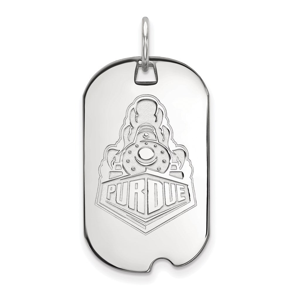Sterling Silver Rhodium-plated LogoArt Purdue University Boilermakers Train Logo Small Dog Tag Pendant