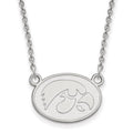 Sterling Silver Rhodium-plated LogoArt University of Iowa Hawk Small Oval Pendant 18 inch Necklace