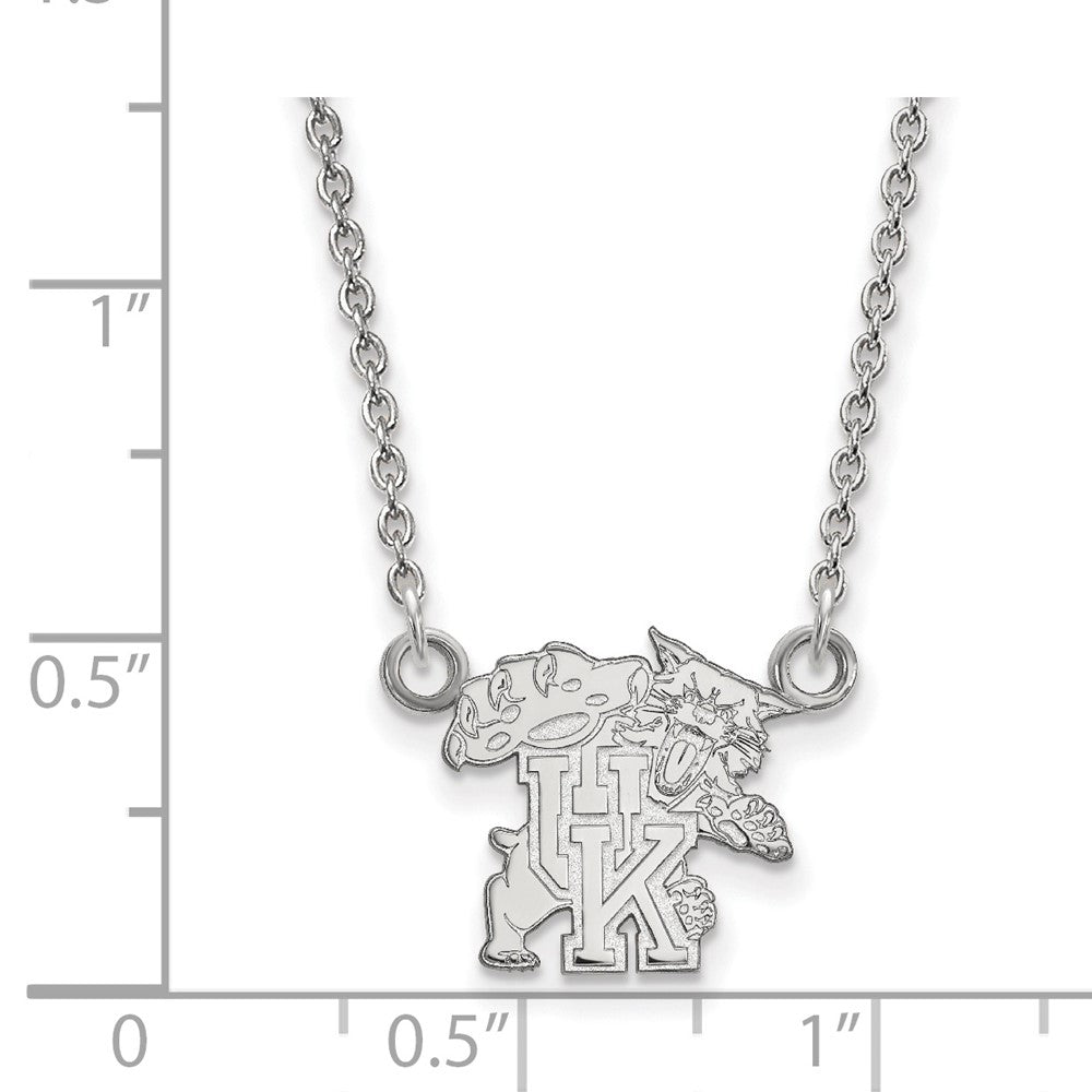 14k White Gold LogoArt University of Kentucky U-K Wildcat Small Pendant 18 inch Necklace