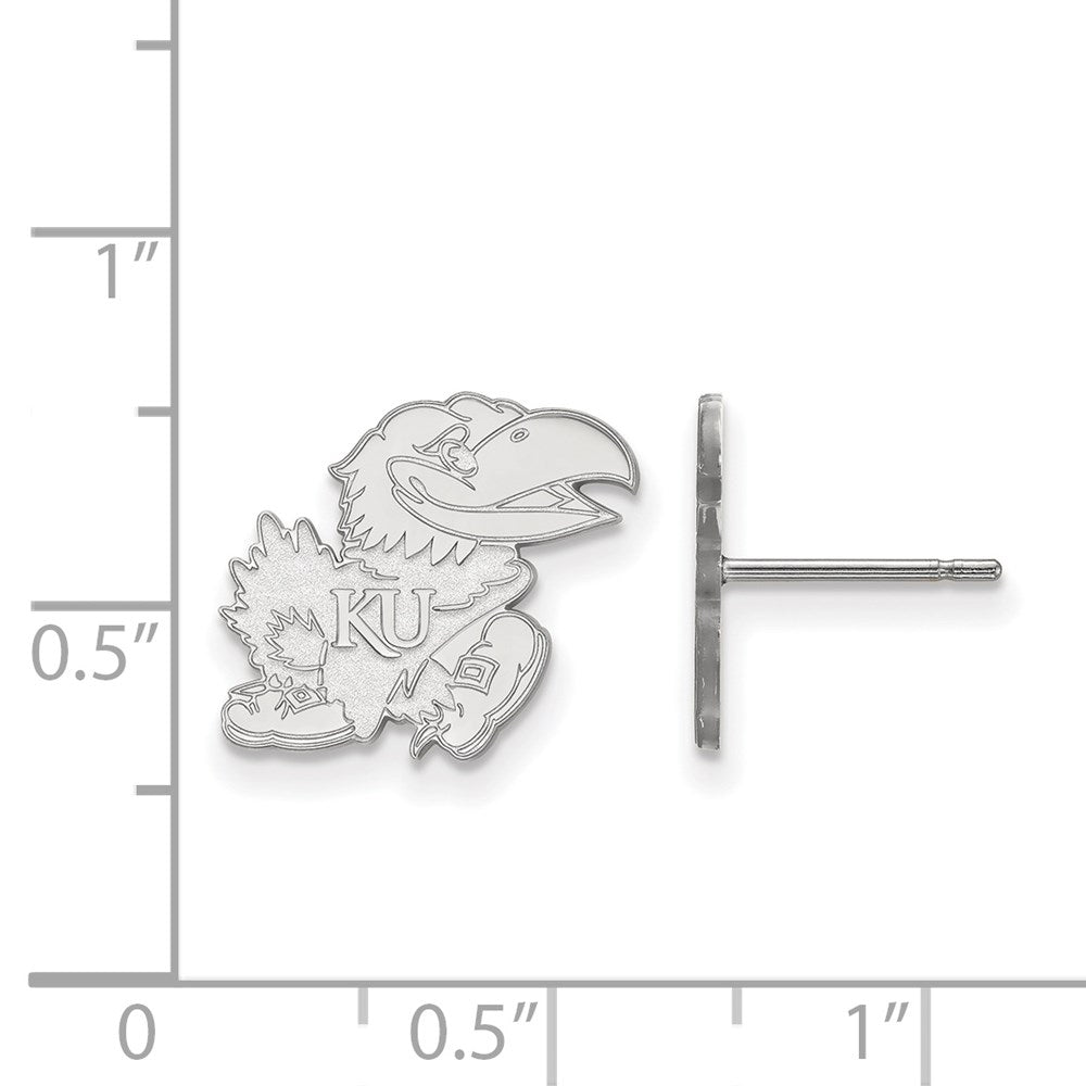 14k White Gold LogoArt University of Kansas Jayhawk Small Post Earrings