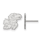 Sterling Silver Rhodium-plated LogoArt University of Kansas Jayhawk Small Post Earrings