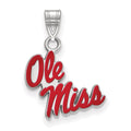 Sterling Silver Rhodium-plated LogoArt University of Mississippi Ole Miss Small Enameled Pendant