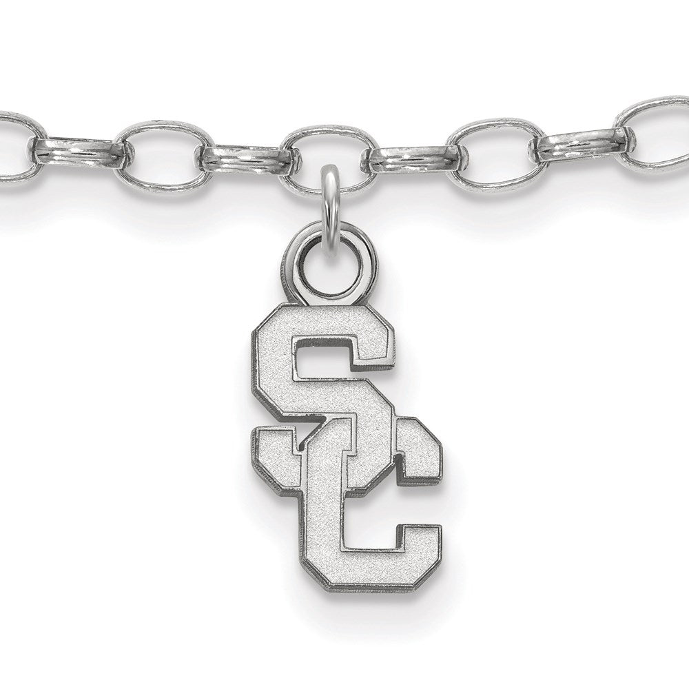 Sterling Silver Rhodium-plated University of Southern California S-C 9 inch Anklet