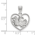 Sterling Silver Rhodium-plated LogoArt University of South Carolina Gamecock Heart Pendant