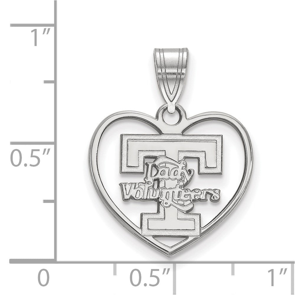 Sterling Silver Rhodium-plated LogoArt University of Tennessee Lady Volunteers Heart Pendant