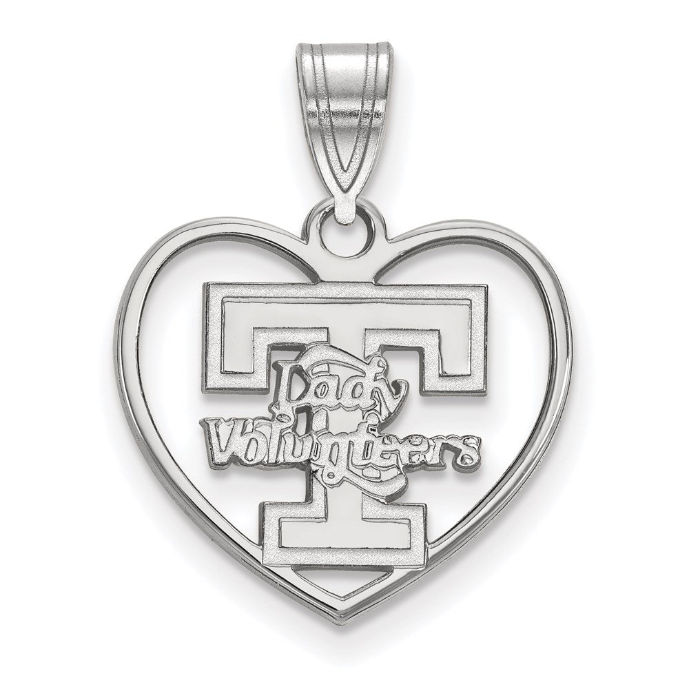 Sterling Silver Rhodium-plated LogoArt University of Tennessee Lady Volunteers Heart Pendant