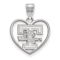 Sterling Silver Rhodium-plated LogoArt University of Tennessee Lady Volunteers Heart Pendant