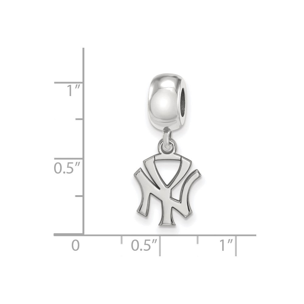 Sterling Silver Rhodium Plated Major League Baseball LogoArt New York Yankees N-Y Dangle Bead