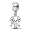 Sterling Silver Rhodium Plated Major League Baseball LogoArt New York Yankees N-Y Dangle Bead