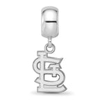 Sterling Silver Rhodium Plated Major League Baseball LogoArt St. Louis Cardinals St. L Dangle Bead